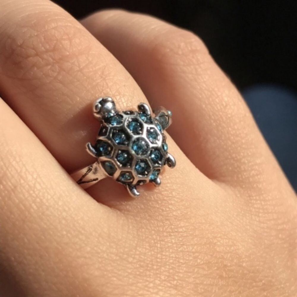 ❤️Turtle Aqua Diamonds Ring - Picture 5 of 5